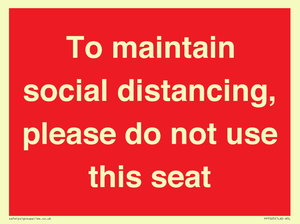 To maintain social distancing, please do not use this seat